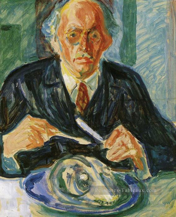 portrait auto avec la tête de la morue 1940 Edvard Munch Peintures à l'huile